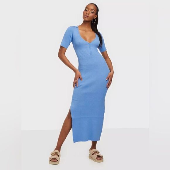 Bardot Multi Tone Knit Midi Blue Sweater Dress Size S - Picture 8 of 12